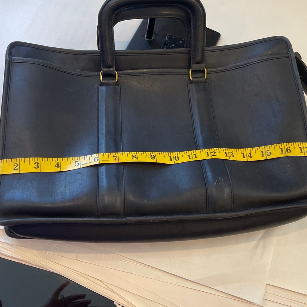 Coach VTG Black Leather Briefcase Tote Structured Top Handle Work Laptop Bag USA - Picture 12 of 17